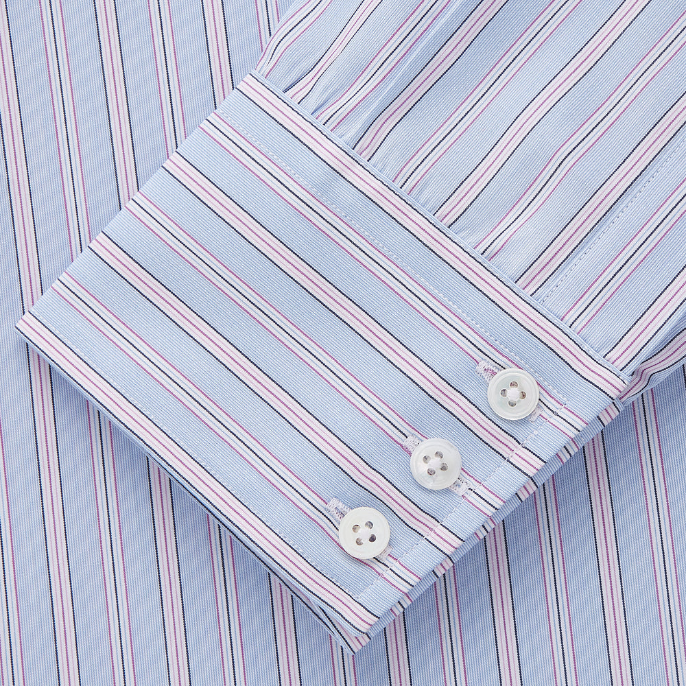 Blue and Pink Multi Stripe Cotton Regular Fit Mayfair Shirt
