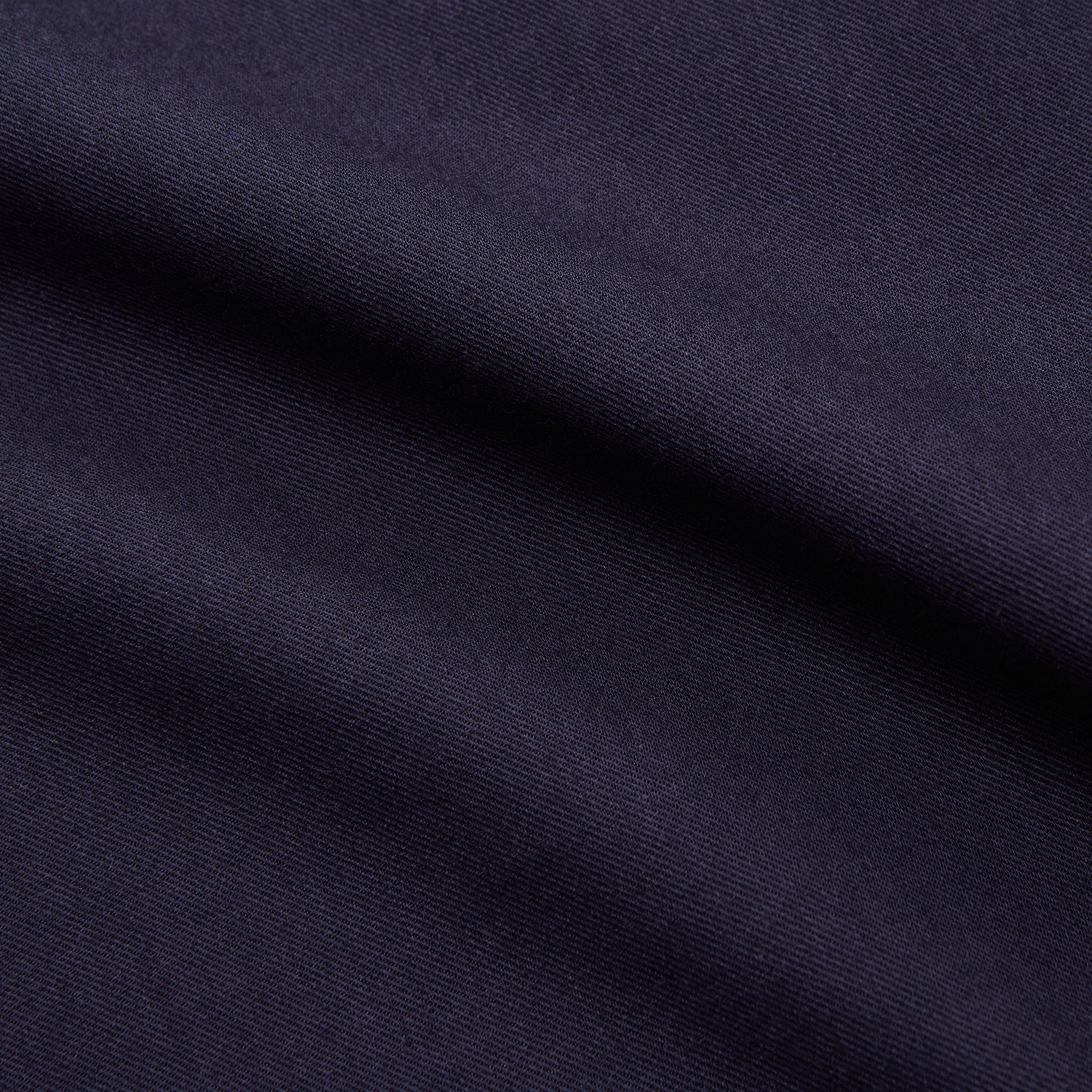 View 4 of product The Turnbull & Asser Navy Cotton and Wool Blend Regular Fit Mayfair Shirt features long sleeves, white buttons, a classic collar, and cuffed sleeves—a refined addition to the Mayfair collection.