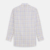 View 5 of product The Turnbull & Asser Colourful Garden Multi Check Cotton Regular Fit Mayfair Shirt, featuring a collar and buttoned cuffs, is laid flat on a white surface.