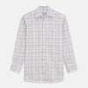 View 1 of product The Turnbull & Asser Colourful Garden Multi Check Cotton Regular Fit Mayfair Shirt, featuring a collar and buttoned cuffs, is laid flat on a white surface.