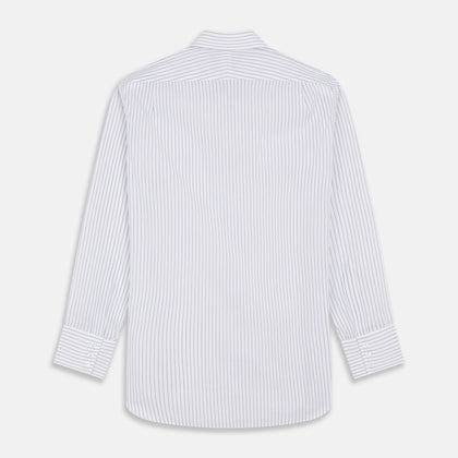 White and Blue Halo Stripe Cotton Regular Fit Mayfair Shirt Image 4