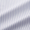 View 3 of product The Turnbull & Asser White and Blue Halo Stripe Cotton Regular Fit Mayfair Shirt features thin vertical stripes, a classic collar, and cuffed long sleeves—an essential men's formal shirt shown laid flat on a white background.