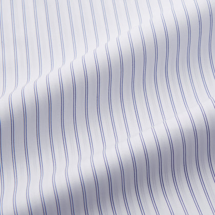 White and Blue Halo Stripe Cotton Regular Fit Mayfair Shirt Image 2