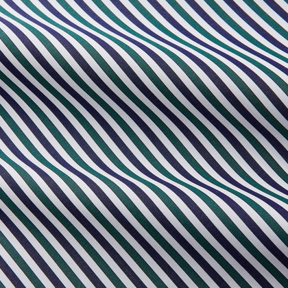Green and Blue Stripe Cotton Regular Fit Mayfair Shirt Image 2