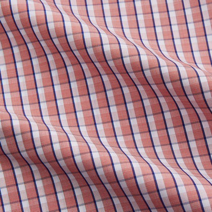 Orange and White Check Cotton Regular Fit Mayfair Shirt Image 3