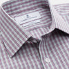 View 2 of product The Turnbull & Asser Red and Blue Check Cotton Regular Fit Mayfair Shirt, featuring long sleeves, a collar, and cuffs, is a classic addition to any men's wardrobe.