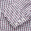View 4 of product The Turnbull & Asser Red and Blue Check Cotton Regular Fit Mayfair Shirt, featuring long sleeves, a collar, and cuffs, is a classic addition to any men's wardrobe.
