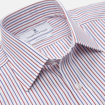 Red and Blue Stripe Cotton Regular Fit Mayfair Shirt Image 3