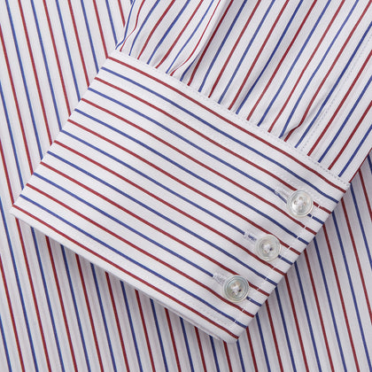 Red and Blue Stripe Cotton Regular Fit Mayfair Shirt Image 2