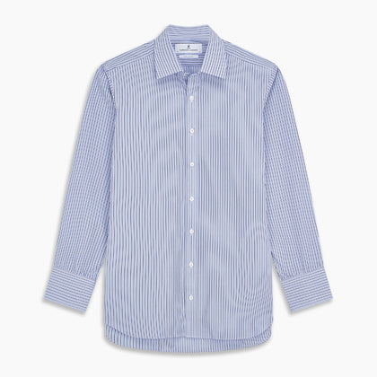 Blue and Navy Halo Stripe Cotton Regular Fit Mayfair Shirt Image 5