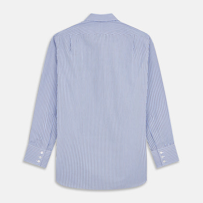 Blue and Navy Halo Stripe Cotton Regular Fit Mayfair Shirt Image 4