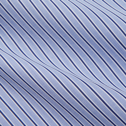 Blue and Navy Halo Stripe Cotton Regular Fit Mayfair Shirt Image 3