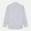 View 5 of product The Turnbull & Asser Green and Blue Check Cotton Tailored Fit Shelton Shirt for men features a crisp white base with a green and blue check pattern, shown laid flat on a white background.