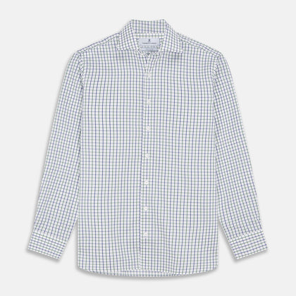 Green and Blue Check Cotton Tailored Fit Shelton Shirt