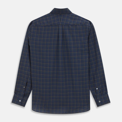 Blue Multi Check Wool Weekend Fit Hayne Shirt Image 4