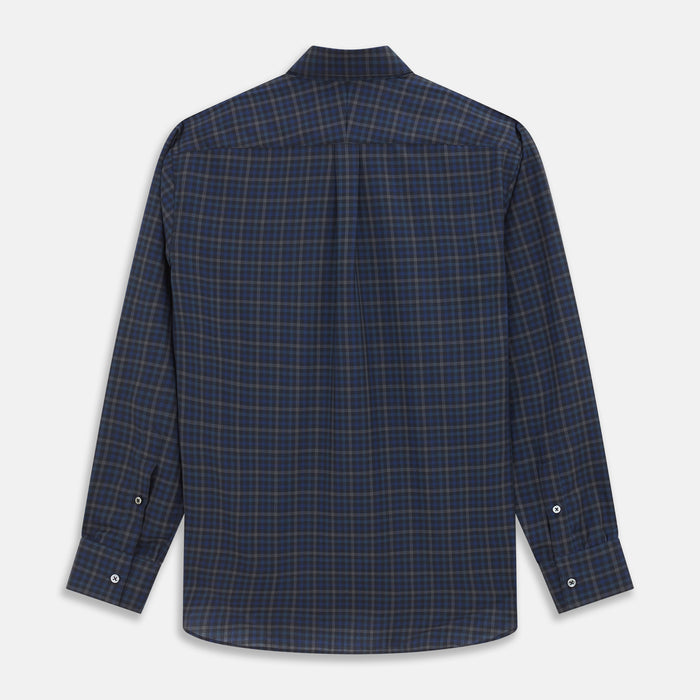 Blue Multi Check Wool Weekend Fit Hayne Shirt Image 4