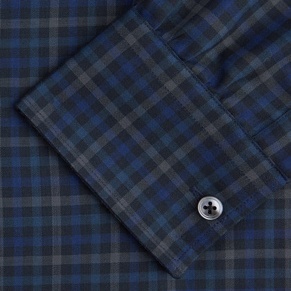 Blue Multi Check Wool Weekend Fit Hayne Shirt Image 2