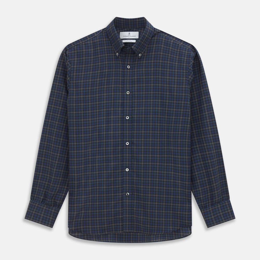 Blue Multi Check Wool Weekend Fit Hayne Shirt