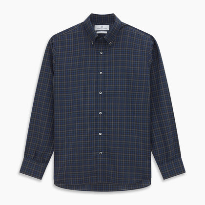 Blue Multi Check Wool Weekend Fit Hayne Shirt Image 5