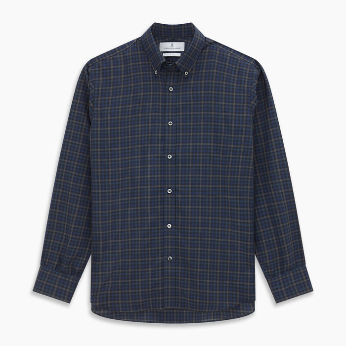 Blue Multi Check Wool Weekend Fit Hayne Shirt Image 5