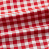 View 4 of product The Turnbull & Asser Burgundy Multi Check Cotton Weekend Fit Hayne Shirt is a long-sleeve style with a Dorset collar and red-and-white gingham checks, shown laid flat on a white background.