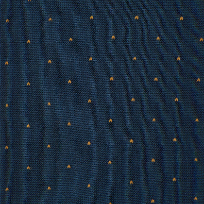 Blue and Gold Polka Dot Cotton Mid-length Socks