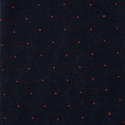Navy and Red Polka Dot Cotton Mid-length Socks