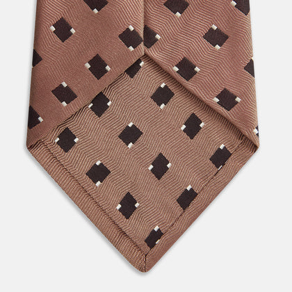 Bronze and Chocolate Brown Tile Silk Tie Image 2