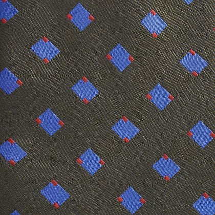 Dark Green and Blue Tile Silk Tie
