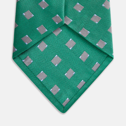 Kelly Green and Grey Tile Silk Tie