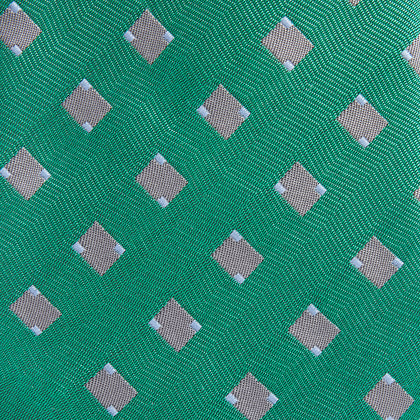 Kelly Green and Grey Tile Silk Tie Image 2