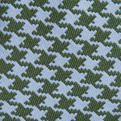 Green and Blue Houndstooth Wool Blend Tie