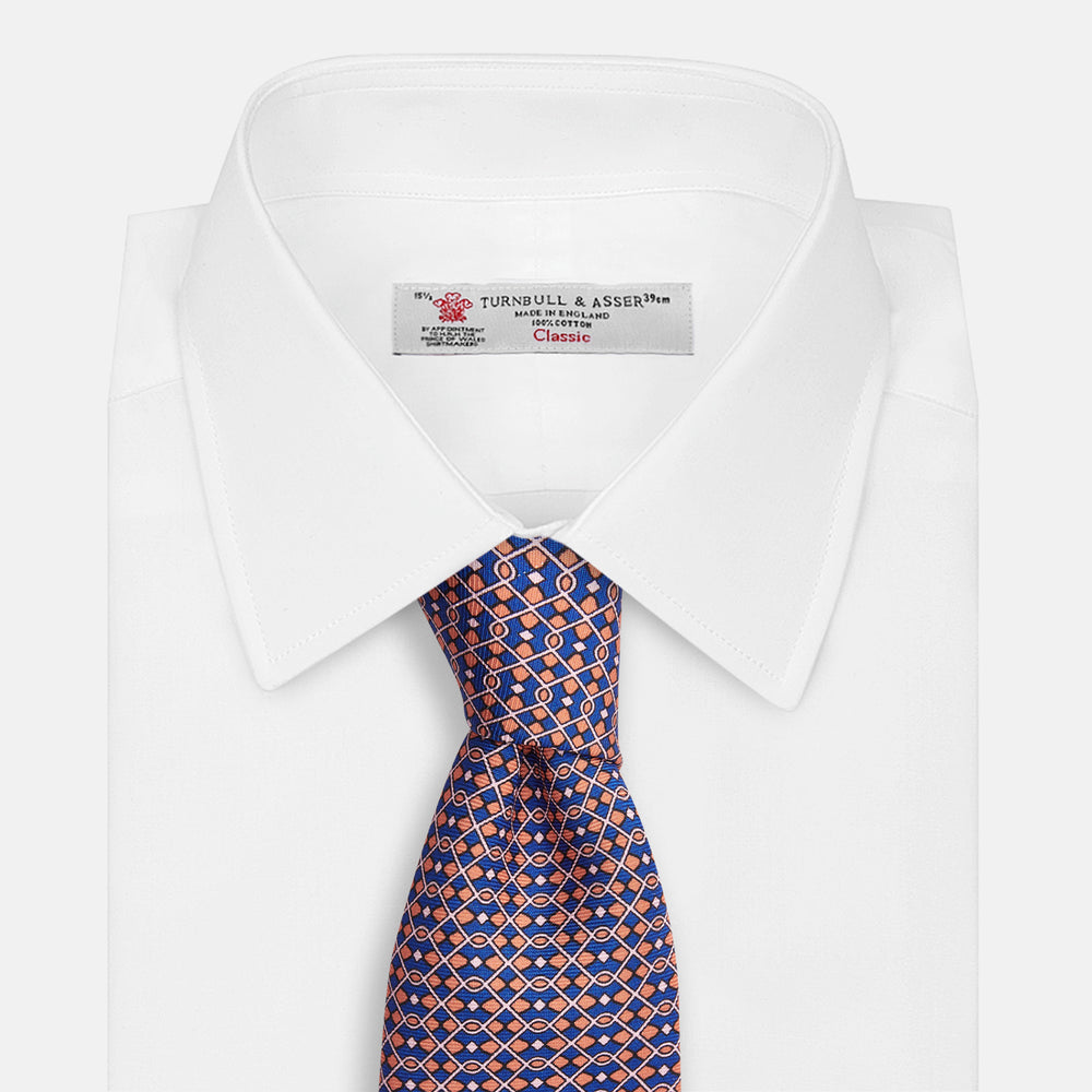 Pink and Navy Art Deco Silk Tie