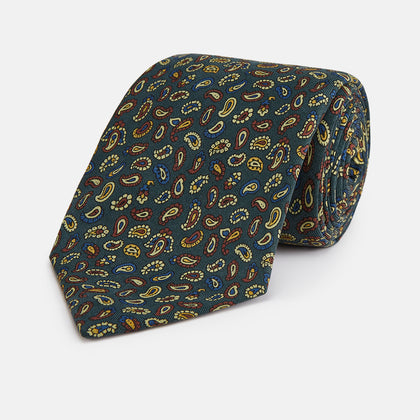 Marine Blue Paisley Silk Tie