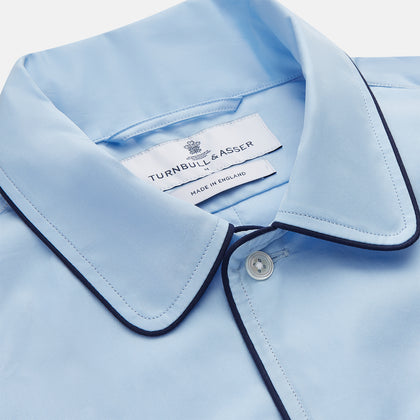 Light Blue Piped Cotton Nightshirt