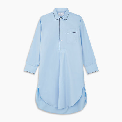 Light Blue Piped Cotton Nightshirt Image 5