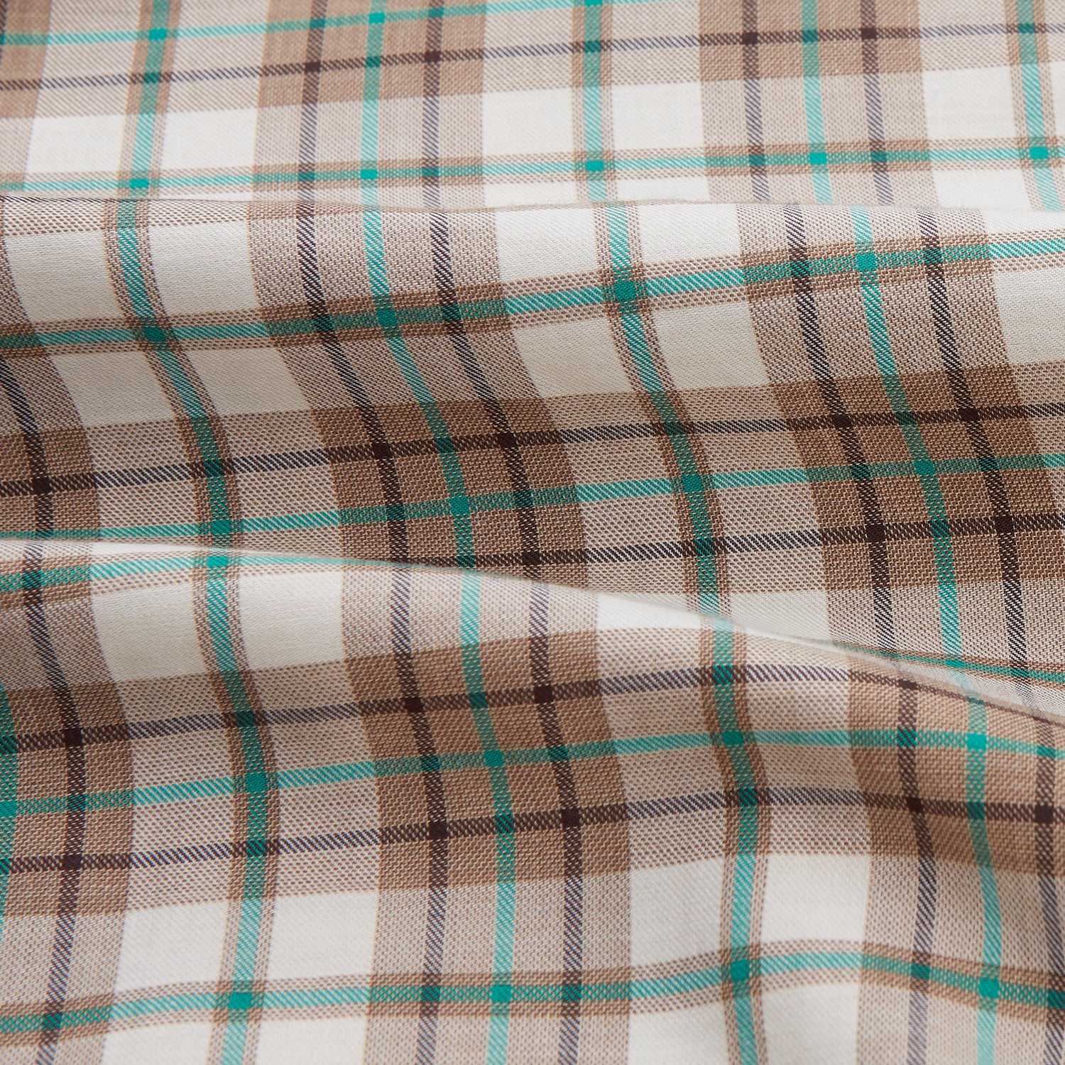 View 4 of product The Green and Oatmeal Cotton Hyde Pyjamas Set by Turnbull & Asser features a modern fit and comfortable drawstring waist trousers—perfect cotton sleepwear for relaxing nights.