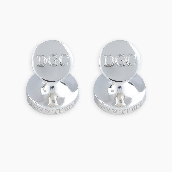Monogrammed Smoke Sterling Silver Mother-of-Pearl Button Cufflinks Image 1
