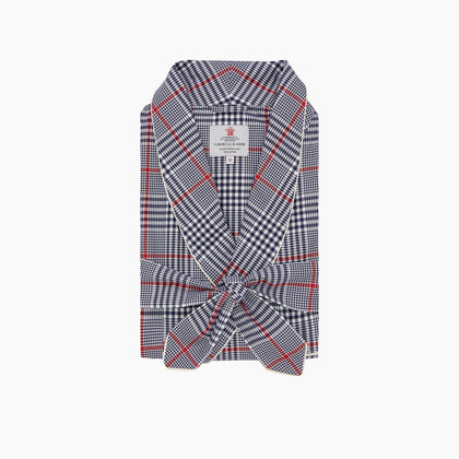 Navy and Red Archive Check Cotton Dressing Gown