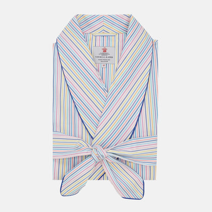 Multi-coloured Twill Cotton Stripe Dressing Gown