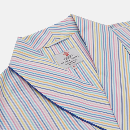 Multi-coloured Twill Cotton Stripe Dressing Gown