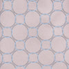 View 2 of product The Turnbull & Asser Baby Pink and Blue Circle Jacquard Silk Tie features a subtle geometric pattern, elegantly rolled against a plain white background.