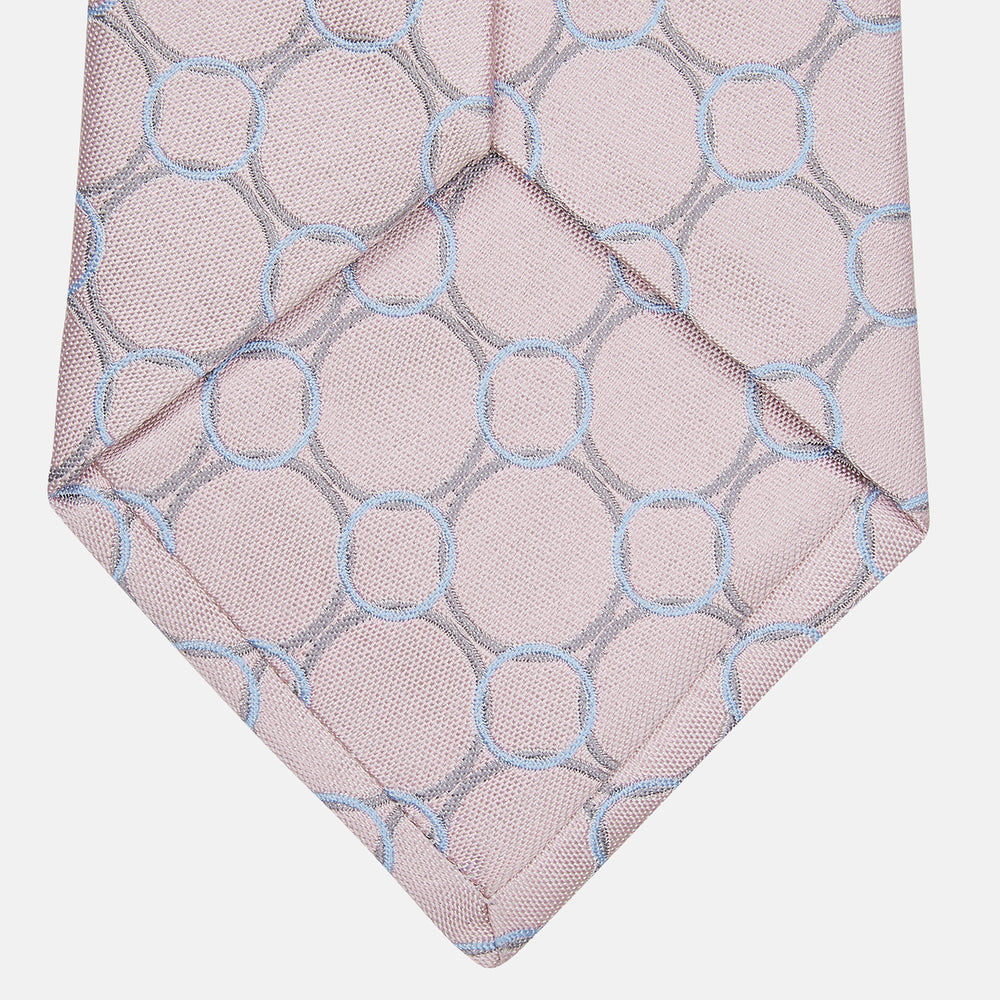 Baby Pink and Blue Circle Jacquard Silk Tie