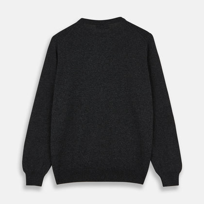 Charcoal Crew Neck Cashmere Jumper Image 4