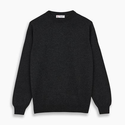 Charcoal Crew Neck Cashmere Jumper Image 5