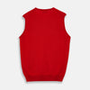 View 3 of product The Red Cashmere Slipover by Turnbull & Asser is a sleeveless, V-neck vest in pure cashmere, shown flat on a white background—an ideal lightweight layer for any season.