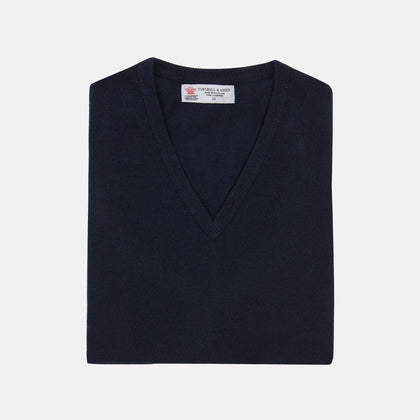 Navy V-Neck Cashmere Slipover