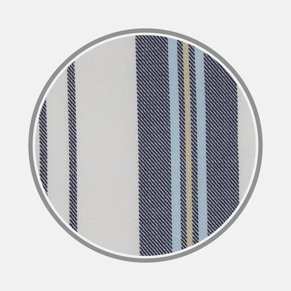 Blue, Green & White Stripe Cotton Fabric