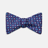 Plum and Blue Circle and Spot Silk Bow Tie
