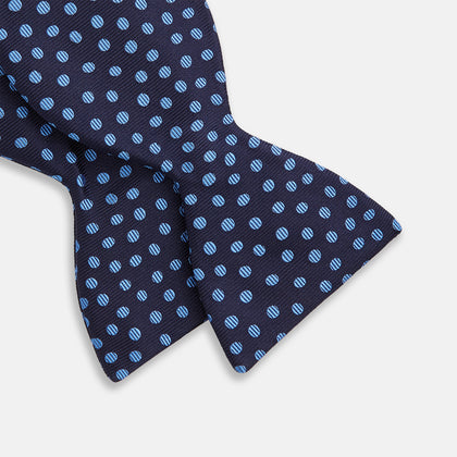 Navy and Blue Paint Spot Silk Bow Tie Image 2